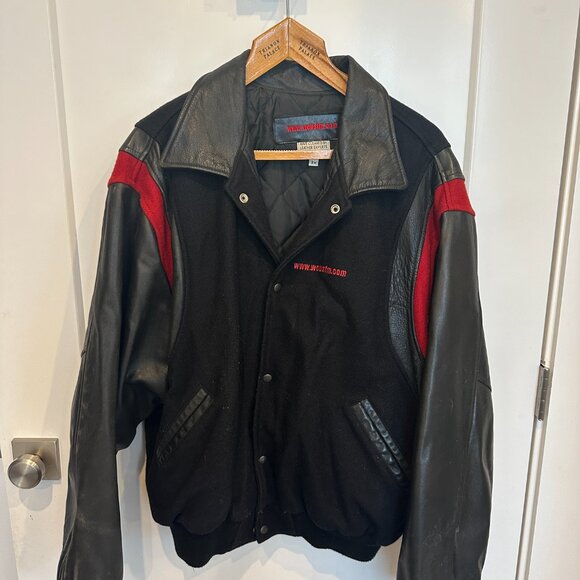 Rare Vintage Men's WCBS FM Broadway Long Sleeve Leather Bomber Jacket - Size XXL - Picture 4 of 4